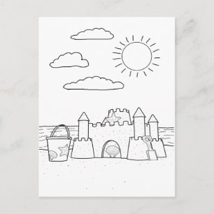 Sandcastle Adult Colouring Postcard