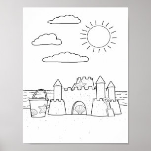 Sandcastle Adult Colouring Poster