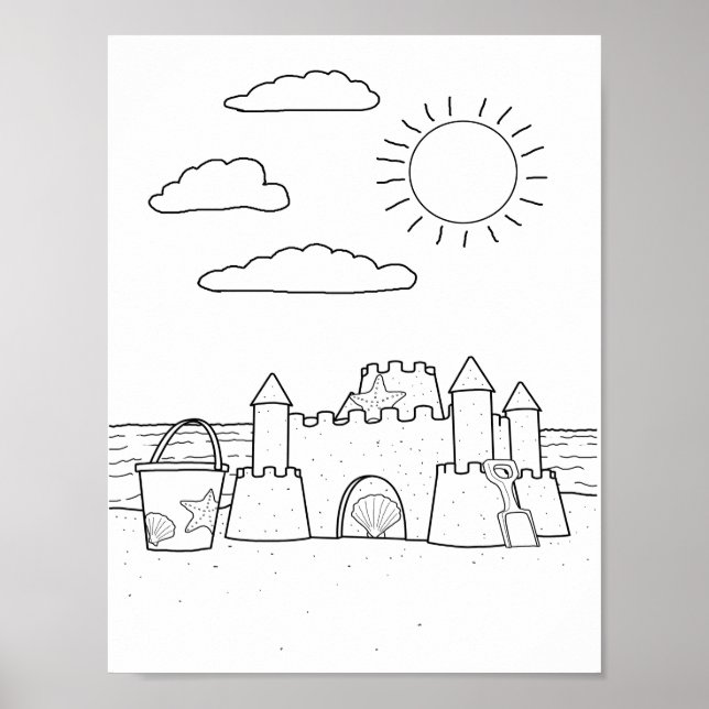 Sandcastle Adult Colouring Poster (Front)