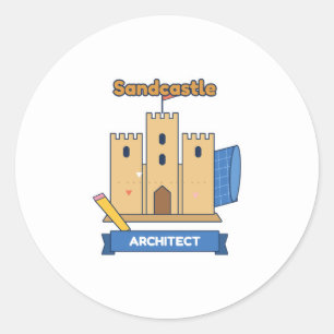 Sandcastle Architect Beach Round Sticker