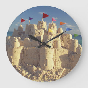 Sandcastle On Beach Large Clock