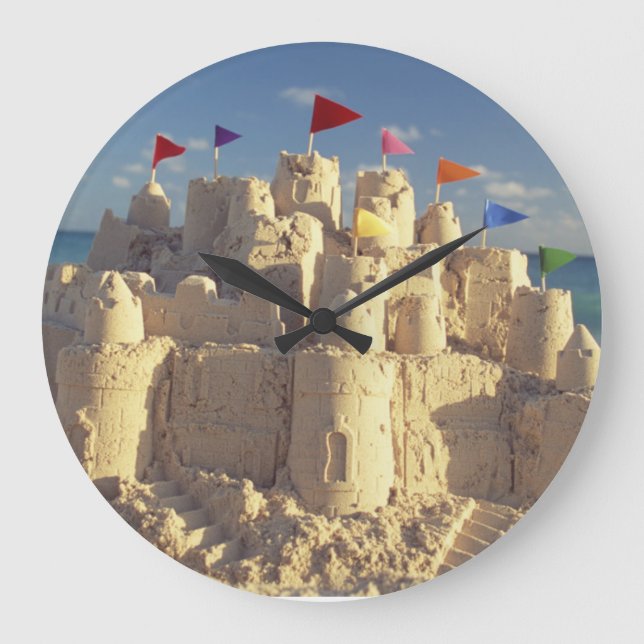 Sandcastle On Beach Large Clock (Front)