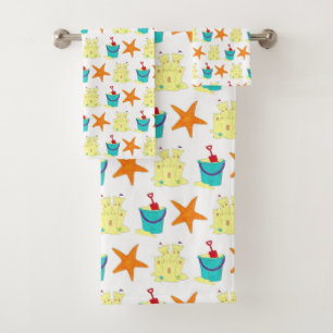 Sandcastle Sand Castle Starfish Shells Beach Ocean Bath Towel Set