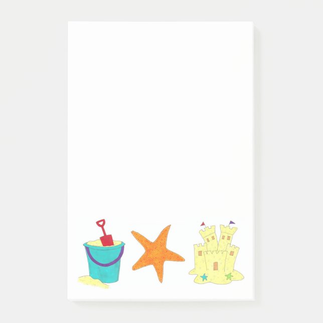 Sandcastle Shovel Pail Sand Starfish Beach Post-It Notes (Front)