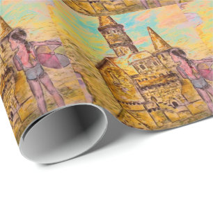 sandcastle wrapping paper