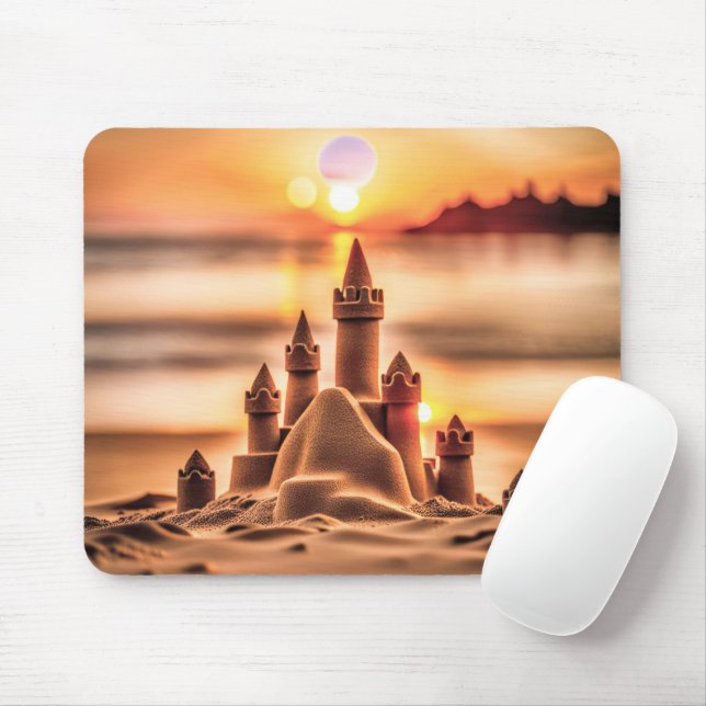 Sandcastles On Sunset Beach Mouse Pad (With Mouse)