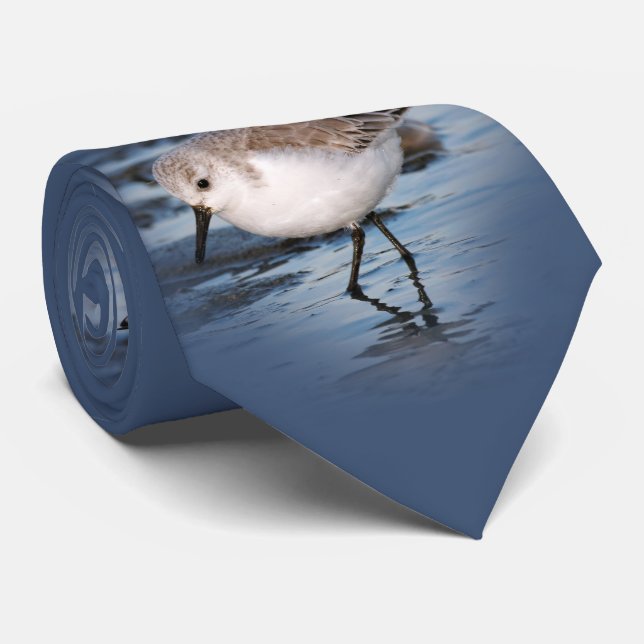 Sanderling Strolling on a Winter Beach Tie (Rolled)