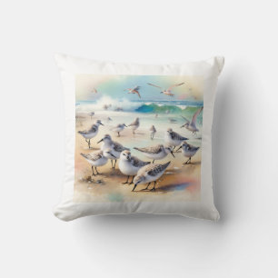 Sanderlings on the Shore AREF9410 - Watercolor Cushion