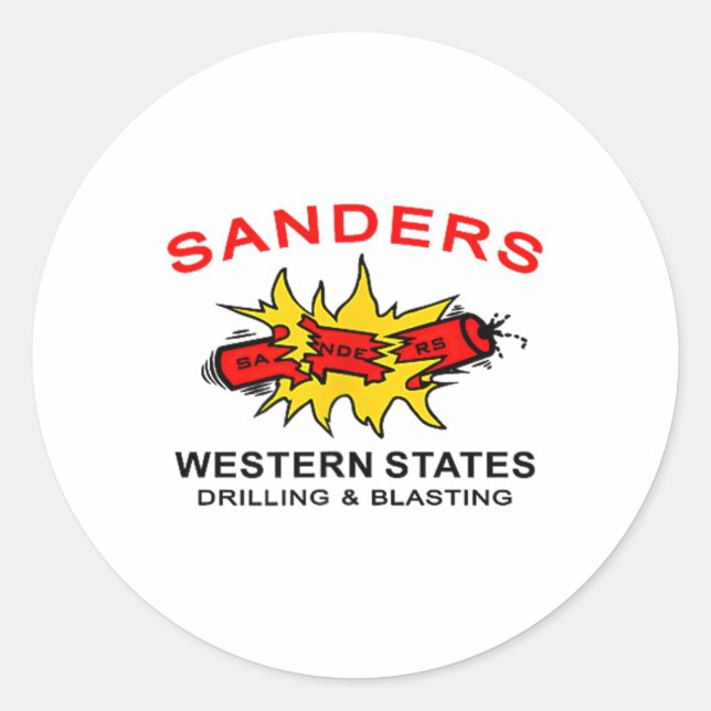 Sanders Construction Logo On Left Chest  Classic Round Sticker (Front)