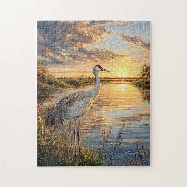Sandhill Crane at Sunset Jigsaw Puzzle (Vertical)