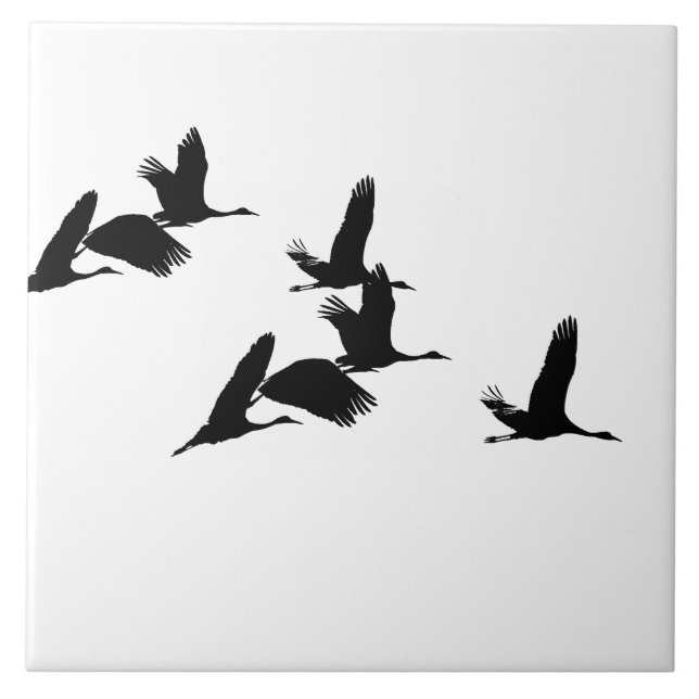 Sandhill Crane Birds Flying Wildlife Ceramic Tile (Front)