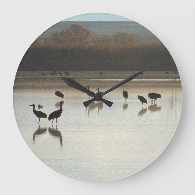 Sandhill Crane Birds Wildlife Animals Clock (Front)