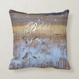 Sandhill Crane Birds Wildlife Bible Throw Pillow