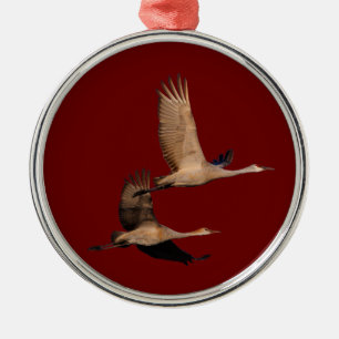 sandhill crane couple metal tree decoration