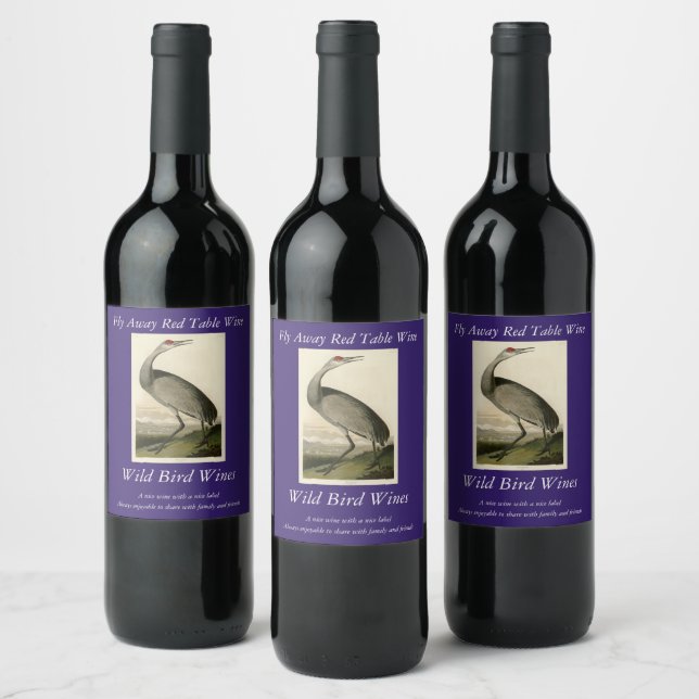 Sandhill Crane from Audubon's Birds of America Wine Label (Bottles)