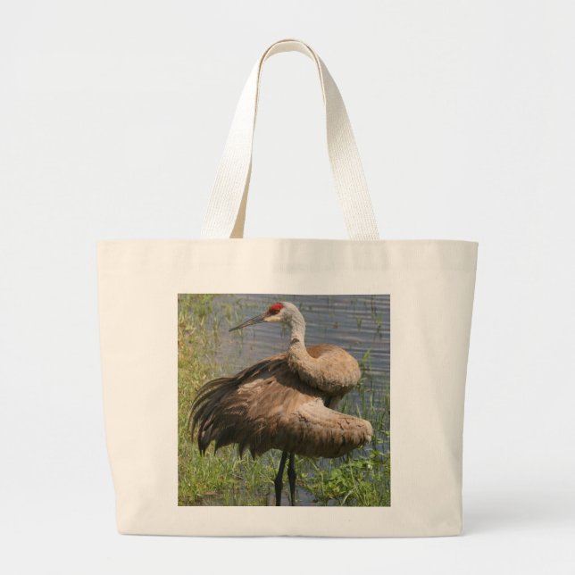 SANDHILL CRANE LARGE TOTE BAG (Front)