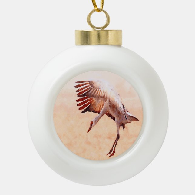 Sandhill Crane Tree Ornament (Front)