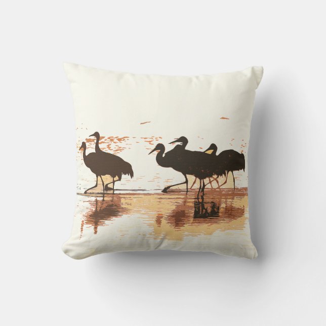 Sandhill Cranes Birds Wildlife Animals Pillow (Front)