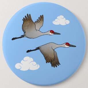 Sandhill Cranes in Flight 6 Cm Round Badge