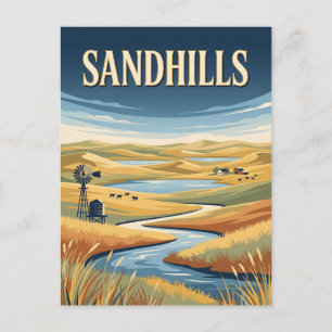 Sandhills Nebraska Prairie Retro Vintage Poster Postcard