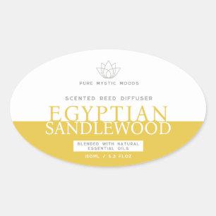 Sandlewood yellow reed diffuser oval product label