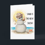 Sandman Tropical Beach Christmas Holiday Card<br><div class="desc">This fun folded Christmas card features a jolly sandman relaxing on the beach sipping a tropical coconut cocktail, seashell ornaments dangling from his driftwood arms, and sunny vibes all around. With a starfish and crab joining the party, it’s perfect for coastal and island dwellers, or anyone dreaming of a warm...</div>