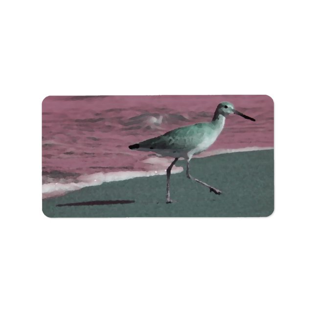 sandpiper abstract red green on beach label (Front)