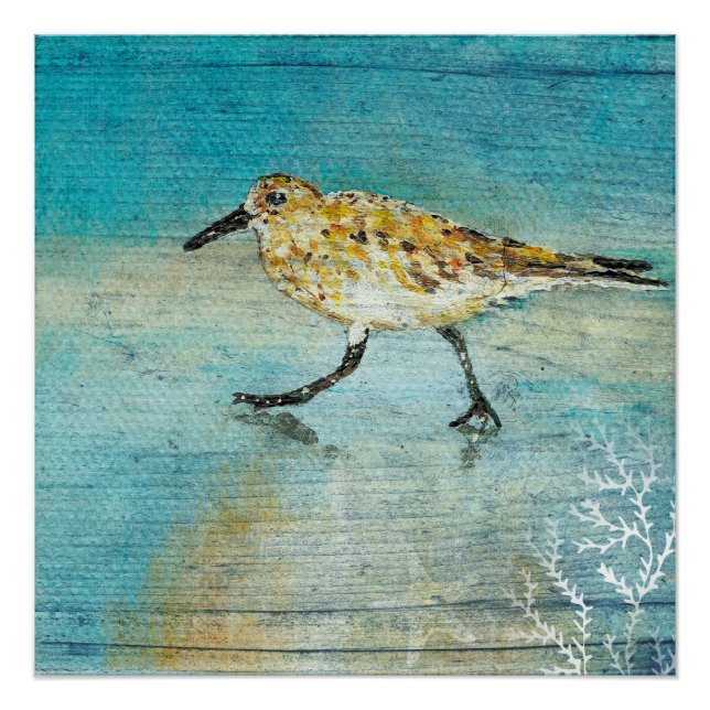 Sandpiper Beach Shorebird Weathered Art Print (Front)
