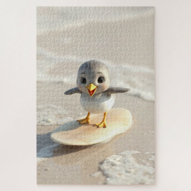 Sandpiper learns to surf jigsaw puzzle (Vertical)