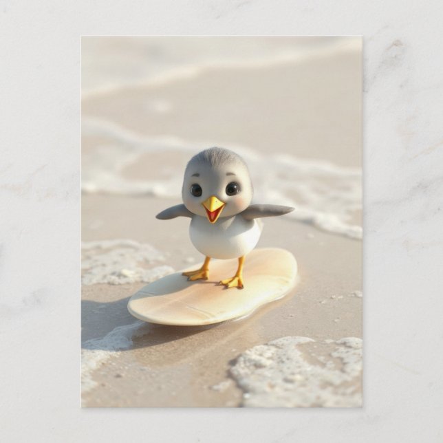 Sandpiper learns to surf postcard (Front)