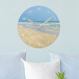 Sandpiper on the Seashore Beautiful Beach Round Clock