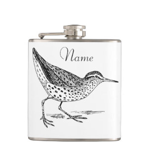 Sandpiper Shorebird Thunder_Cove Hip Flask
