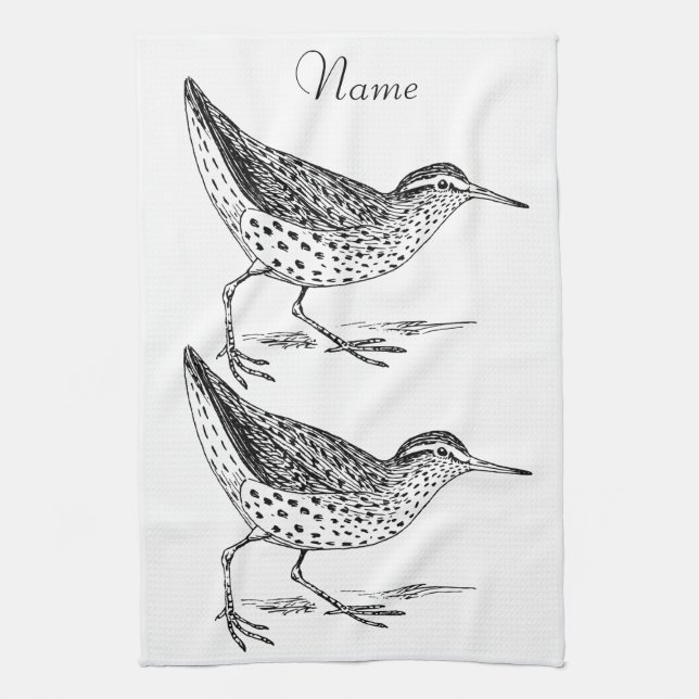 Sandpiper Shorebird Thunder_Cove Tea Towel (Vertical)