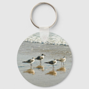 Sandpipers at the ocean's edge key ring
