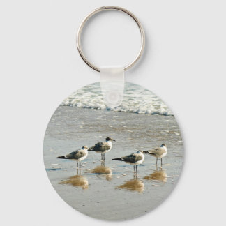 Sandpipers at the ocean's edge key ring