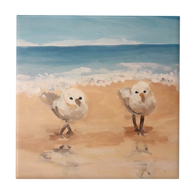 Sandpipers by the Sea Shore Ceramic Tile (Front)