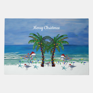 Sandpipers Christmas beach door floormat rug. Doormat