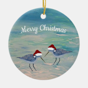 Sandpipers coastal birds tree ornaments. ceramic ornament