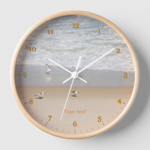 Sandpipers in tropical sunny Beach Clock
