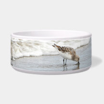 Sandpipers on the Beach Photo Ceramic Pet Bowl