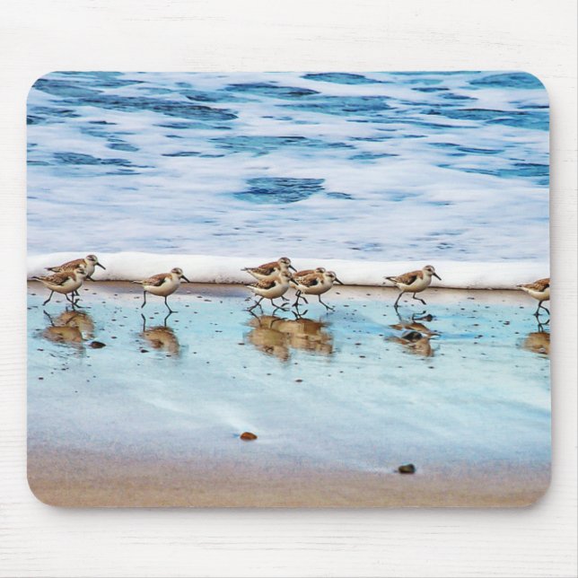 Sandpipers Running Along The Beach Mouse Pad (Front)