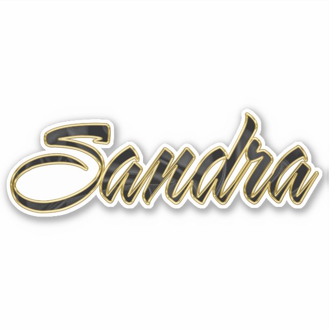 Sandra black gold lettering decal sticker (Front)