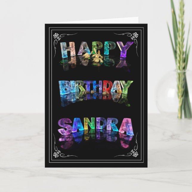 Sandra -  Name in Lights greeting card (Photo) (Front)