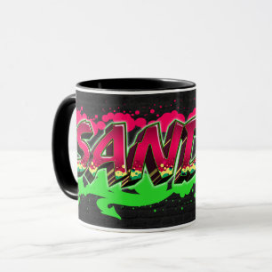 Sandra Vorname Name Graffiti red green Tasse Mug