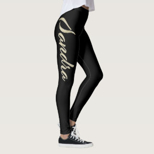Sandra white gold Handwriting Hose Leggings