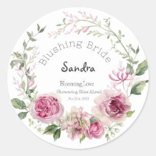Sandra's Bridal Bloom Watercolor Floral Shower Classic Round Sticker