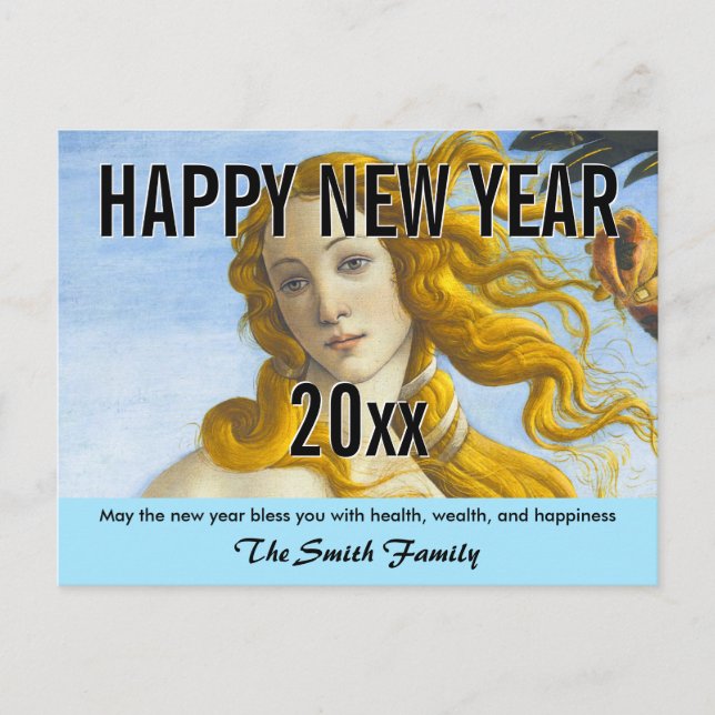 Sandro Botticelli - Birth of Venus Happy New Year Postcard (Front)