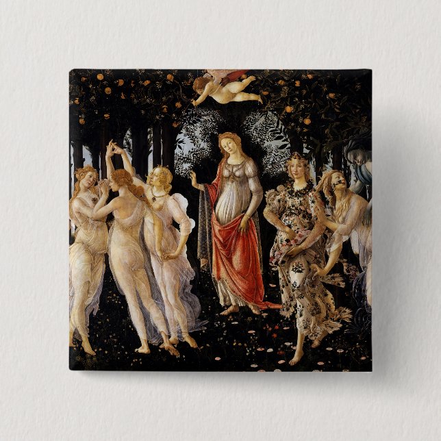 Sandro Botticelli - La Primavera 15 Cm Square Badge (Front)