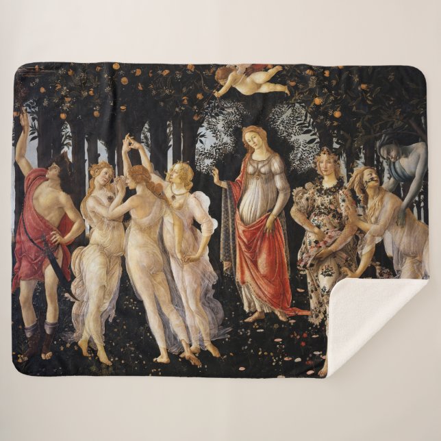 Sandro Botticelli - La Primavera Sherpa Blanket (Front (Horizontal))