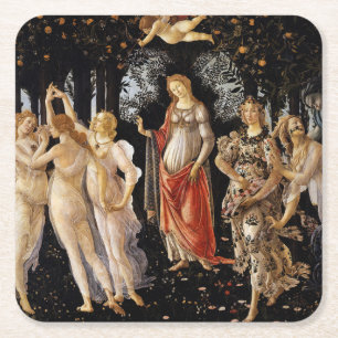 Sandro Botticelli - La Primavera Square Paper Coaster
